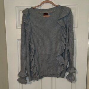 Light blue Ruffled Knit Sweater